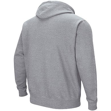 Men's Colosseum Heathered Gray Memphis Tigers Arch and Logo Pullover Hoodie