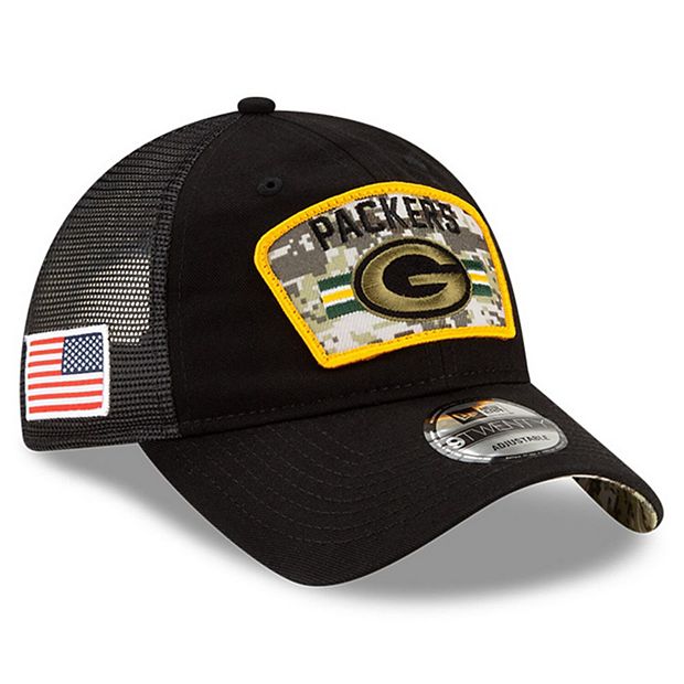 Men's New Era Black Green Bay Packers Camo 59FIFTY Fitted Hat