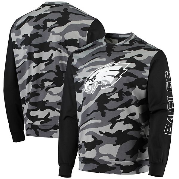 Men's Zubaz Black Philadelphia Eagles Camo Raglan T-Shirt