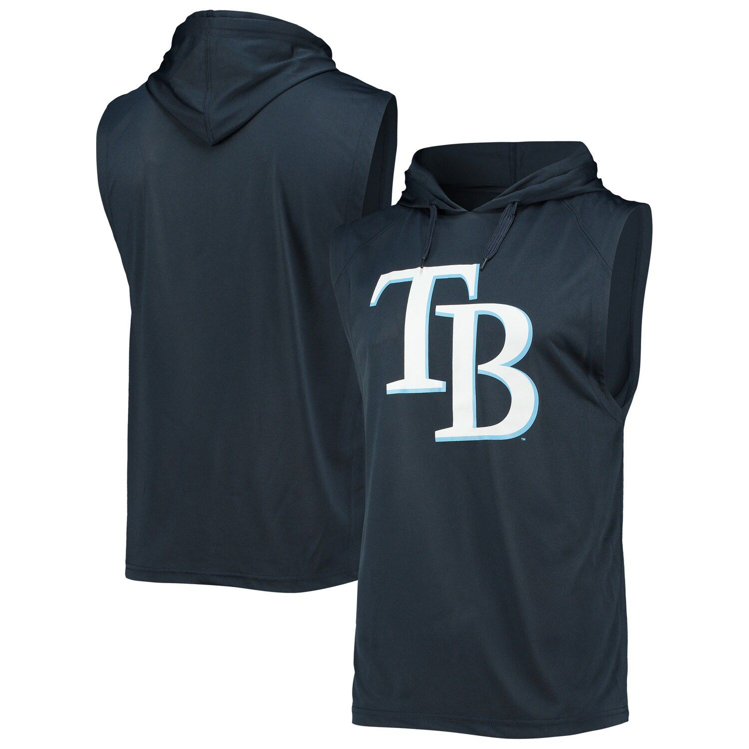 Men's Navy Cleveland Guardians Jersey Muscle Sleeveless Pullover Hoodie