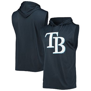 Men's Stitches Navy Tampa Bay Rays Sleeveless Pullover Hoodie