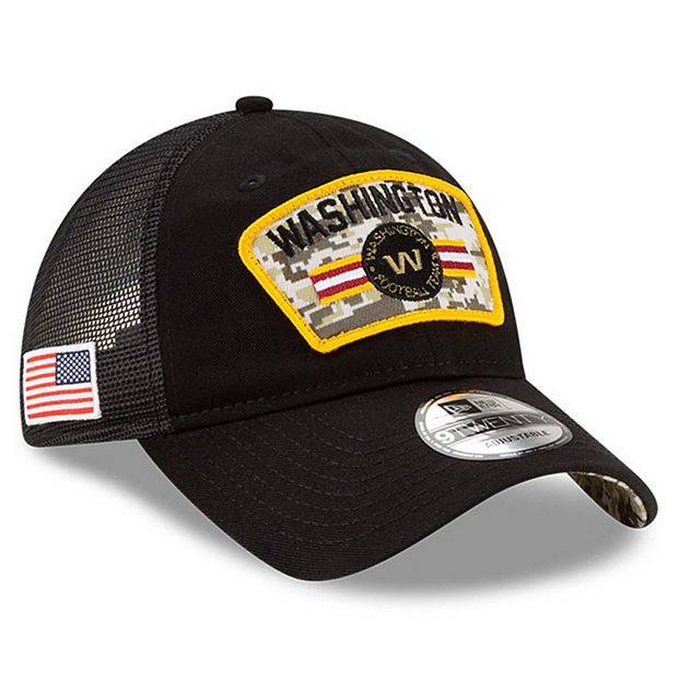 Men's New Era Black Washington Football Team 2021 Salute To Service Trucker  9TWENTY Adjustable Hat