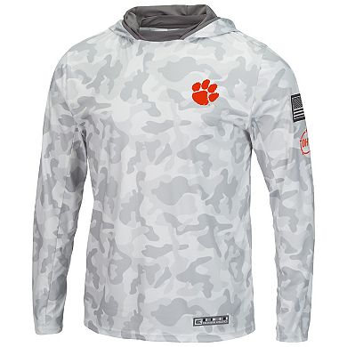 Men's Colosseum Arctic Camo Clemson Tigers OHT Military Appreciation Long Sleeve Hoodie Top