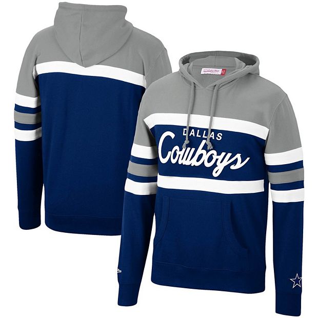 Men's Mitchell & Ness Silver/Navy Dallas Cowboys Head Coach Pullover Hoodie