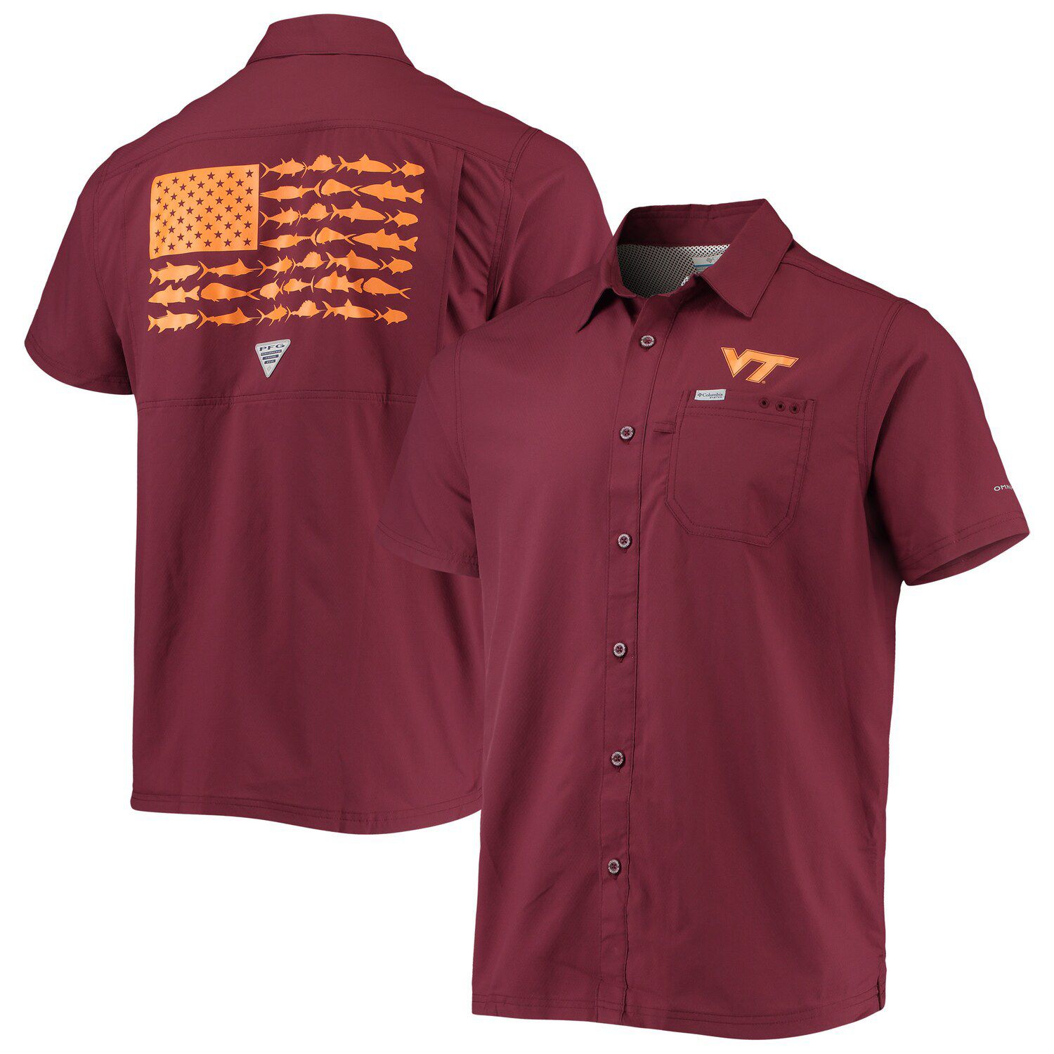 Men's Houston Astros Columbia Navy Slack Tide Camp Button-Up Shirt