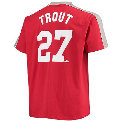 Men's Mike Trout Red/Silver Los Angeles Angels Big & Tall Fashion Piping Player T-Shirt