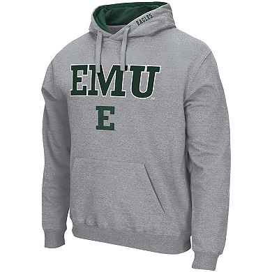 Men's Colosseum Heathered Gray Eastern Michigan Eagles Arch & Logo 3.0 Pullover Hoodie