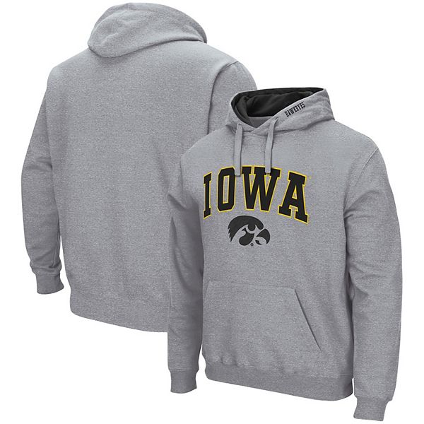 Men's Colosseum Heathered Gray Iowa Hawkeyes Arch & Logo 3.0 Pullover ...