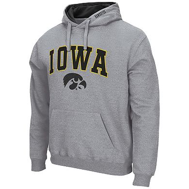 Men's Colosseum Heathered Gray Iowa Hawkeyes Arch & Logo 3.0 Pullover ...