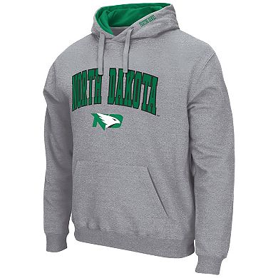 Men's Colosseum Heathered Gray North Dakota Arch and Logo Pullover Hoodie