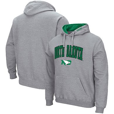 Men's Colosseum Heathered Gray North Dakota Arch and Logo Pullover Hoodie