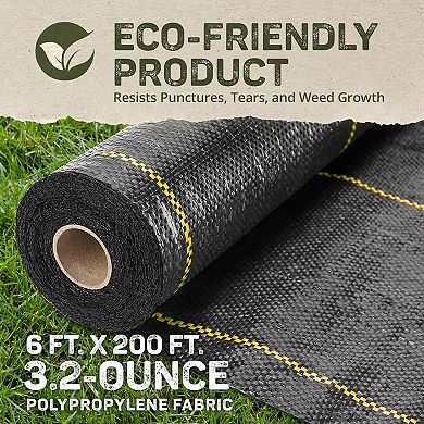 DeWitt Sunbelt 6 Foot Woven Weed Barrier Landscape Fabric Ground Cover, 200 Feet