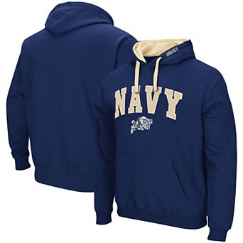Men's Colosseum Navy Navy Midshipmen Big & Tall Arch & Logo 2.0 Pullover Hoodie