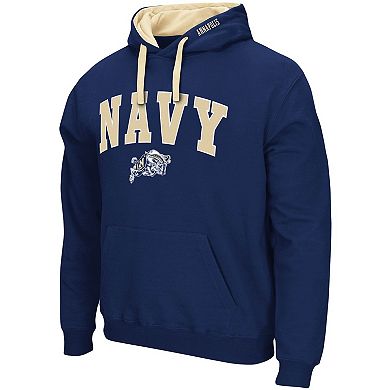 Men's Colosseum Navy Navy Midshipmen Big & Tall Arch & Logo 2.0 Pullover Hoodie