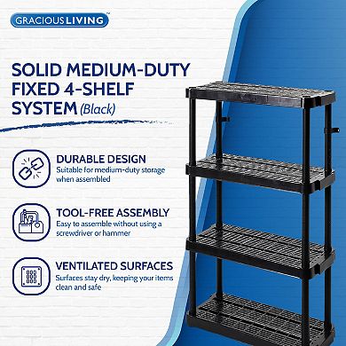 Gracious Living 4 Shelf Adjustable Height Medium Duty Storage, Black (2 Pack)