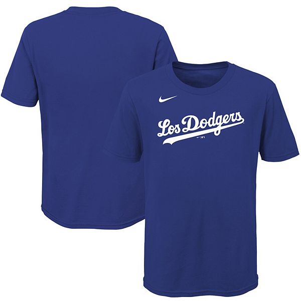 Youth Nike Royal Los Angeles Dodgers 2021 City Connect Wordmark T-Shirt