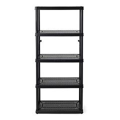 Gracious Living 4-Shelf Fixed Height Solid Organizing Storage Unit (2 Pack), Black