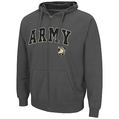 Men's Colosseum Charcoal Army Black Knights Arch & Logo 3.0 Full-Zip Hoodie