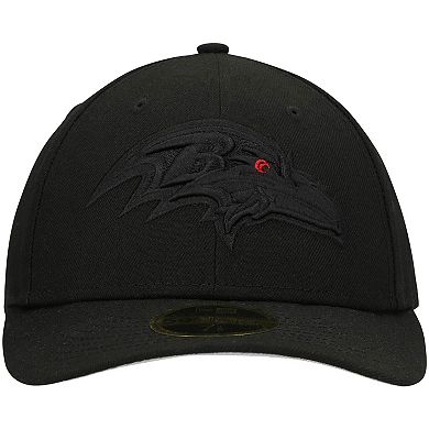 Men's New Era Black Baltimore Ravens Eye Black on Black Low Profile 59FIFTY II Fitted Hat