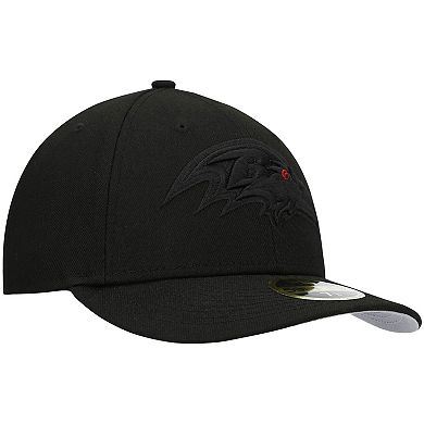 Men's New Era Black Baltimore Ravens Eye Black on Black Low Profile 59FIFTY II Fitted Hat