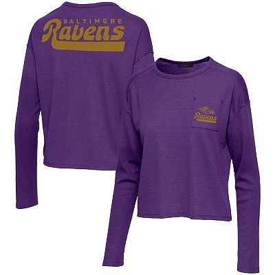 Women s Junk Food Purple Baltimore Ravens Pocket Thermal Long Sleeve T Shirt