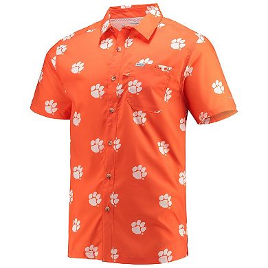 Men's Columbia Orange Clemson Tigers Super Slack Tide Omni-Shade Button-Up Shirt