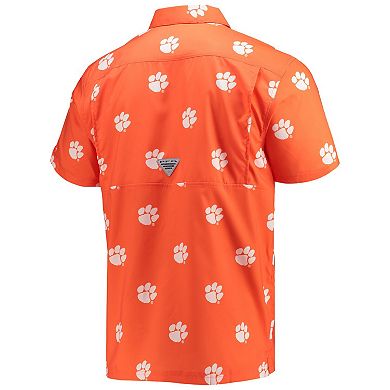 Men's Columbia Orange Clemson Tigers Super Slack Tide Omni-Shade Button-Up Shirt