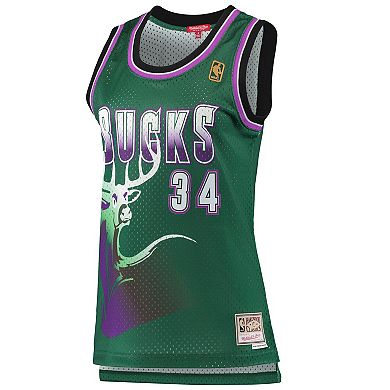 Women's Mitchell & Ness Ray Allen Green Milwaukee Bucks 1996-97 Hardwood Classics Swingman Jersey