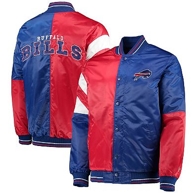 Men's Starter Royal/Red Buffalo Bills Leader Varsity Satin Full-Snap Jacket
