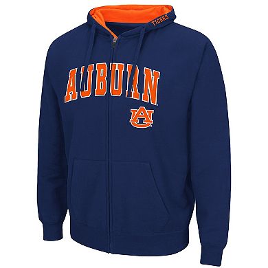 Men's Colosseum Navy Auburn Tigers Arch & Logo 3.0 Full-Zip Hoodie