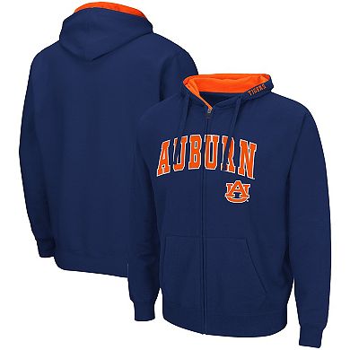 Men's Colosseum Navy Auburn Tigers Arch & Logo 3.0 Full-Zip Hoodie