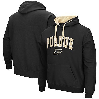 Men's Colosseum Black Purdue Boilermakers Big & Tall Arch & Logo 2.0 Pullover Hoodie