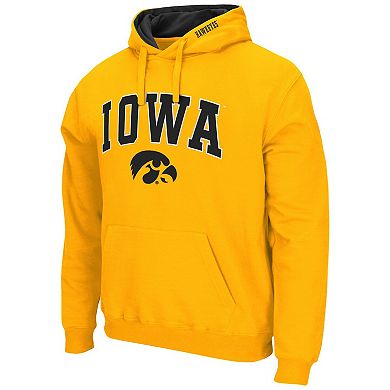 Men's Colosseum Gold Iowa Hawkeyes Arch & Logo 3.0 Pullover Hoodie