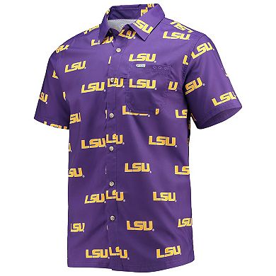 Men's Columbia Purple LSU Tigers Super Slack Tide Omni-Shade Button-Up Shirt