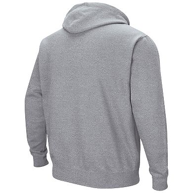 Men's Colosseum Heathered Gray NDSU Bison Arch and Logo Pullover Hoodie