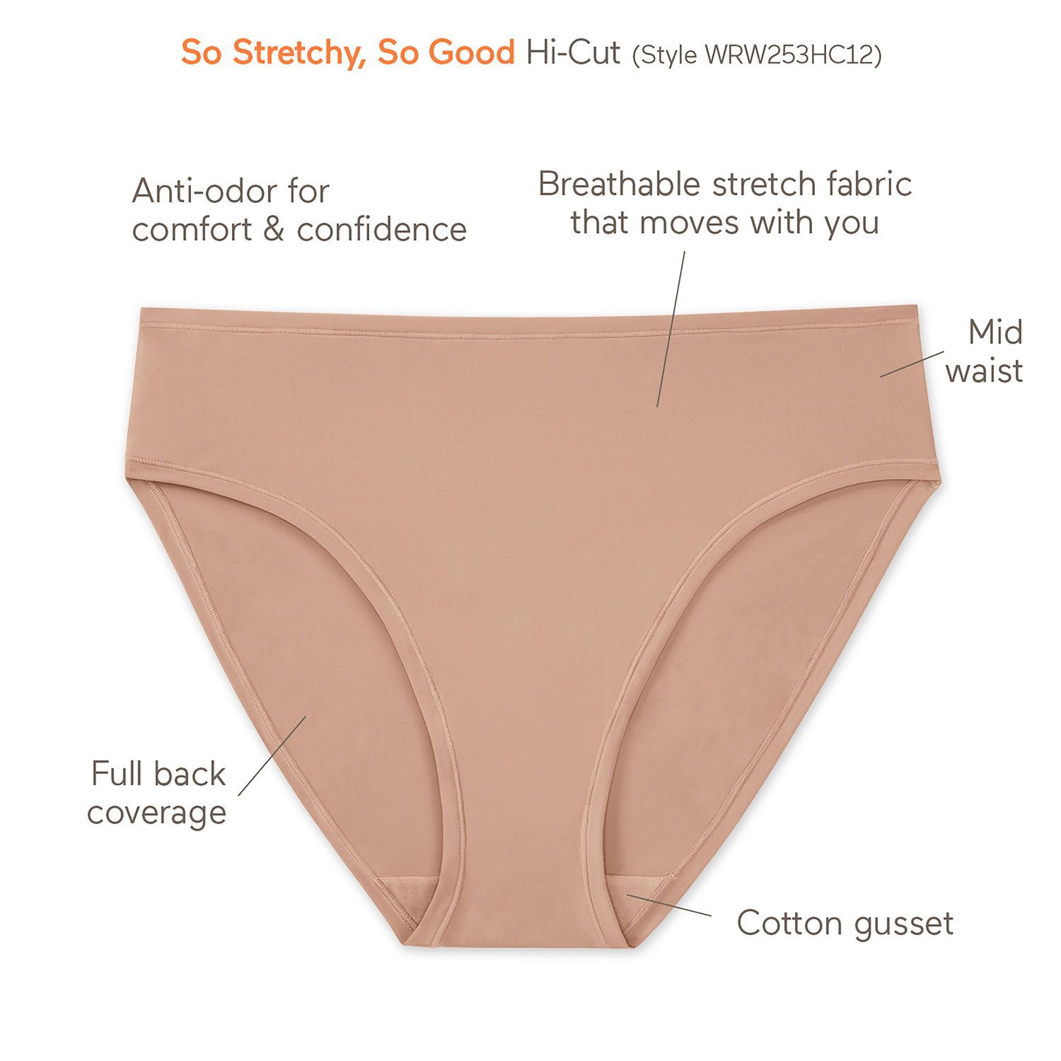 Warners So Stretchy So Good Hi-Cut Panty WRW253HC12J