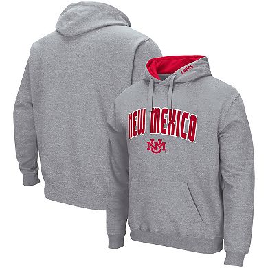 Men's Colosseum Heathered Gray New Mexico Lobos Arch and Logo Pullover Hoodie