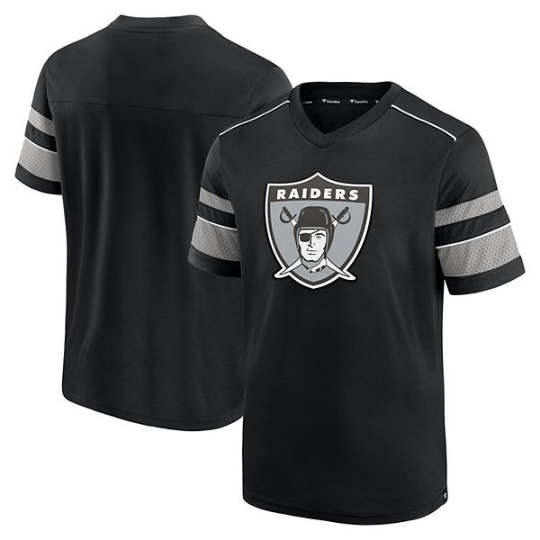 Men's Fanatics Branded Black Las Vegas Raiders Textured Throwback Hashmark  V-Neck T-Shirt