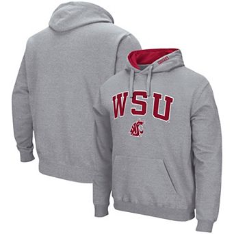 Men's Colosseum Heathered Gray Washington State Cougars Arch & Logo 3.0 Pullover Hoodie