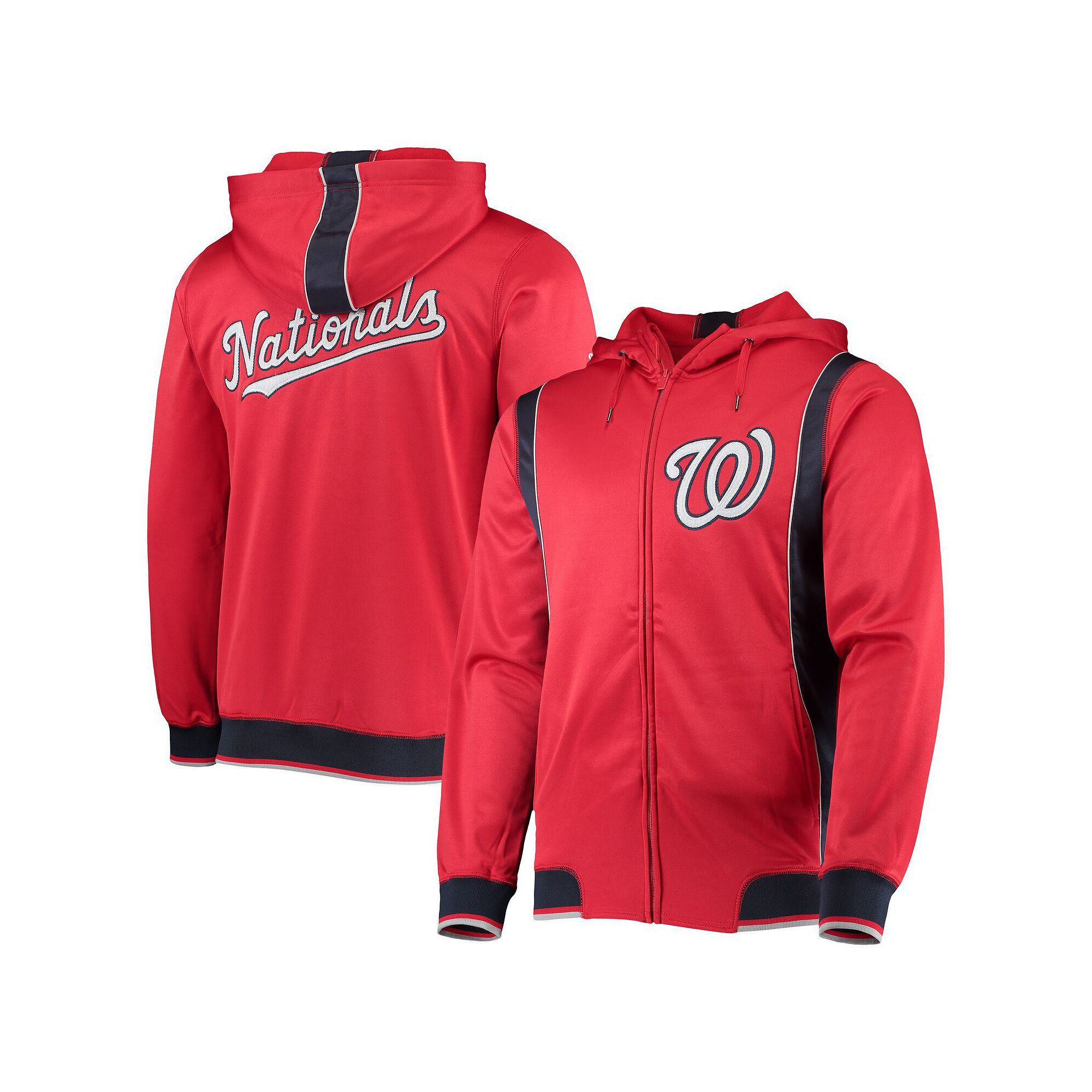 Mens Stitches Red/Navy Washington Nationals Team Full-Zip Hoodie, Size: Me