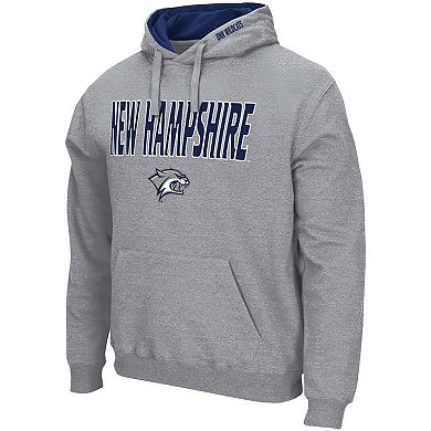 Men's Colosseum Heathered Gray New Hampshire Wildcats Arch and Logo Pullover Hoodie