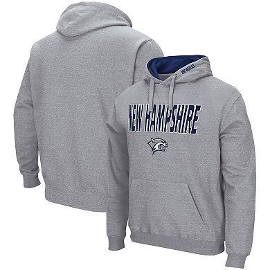 Men's Colosseum Heathered Gray New Hampshire Wildcats Arch and Logo Pullover Hoodie