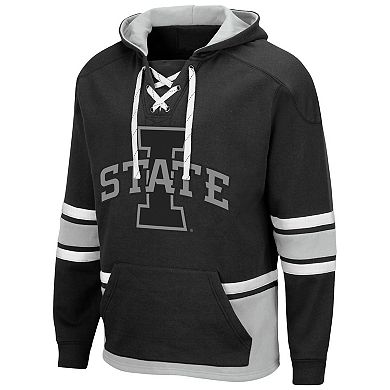 Men's Colosseum Black Iowa State Cyclones Lace Up 3.0 Pullover Hoodie