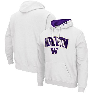Men's Colosseum White Washington Huskies Arch & Logo 3.0 Pullover Hoodie