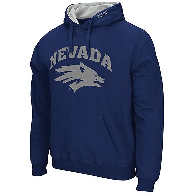 Men's Colosseum Navy Nevada Wolf Pack Arch and Logo Pullover Hoodie