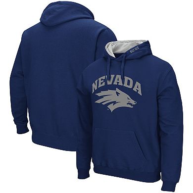 Men's Colosseum Navy Nevada Wolf Pack Arch and Logo Pullover Hoodie