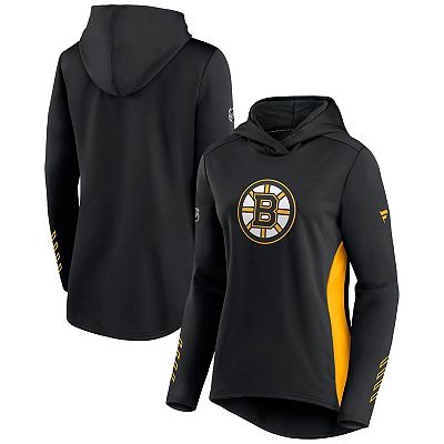 Women s Fanatics Branded Black Gold Boston Bruins Authentic Pro Locker Room Pullover Hoodie