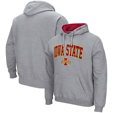 Men's Colosseum Heather Gray Iowa State Cyclones Arch & Logo 3.0 Pullover Hoodie