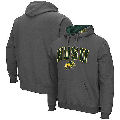 Men's Colosseum Charcoal NDSU Bison Arch and Logo Pullover Hoodie