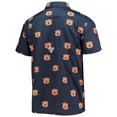 Men's Columbia Navy Auburn Tigers Super Slack Tide Omni-Shade Button-Up Shirt